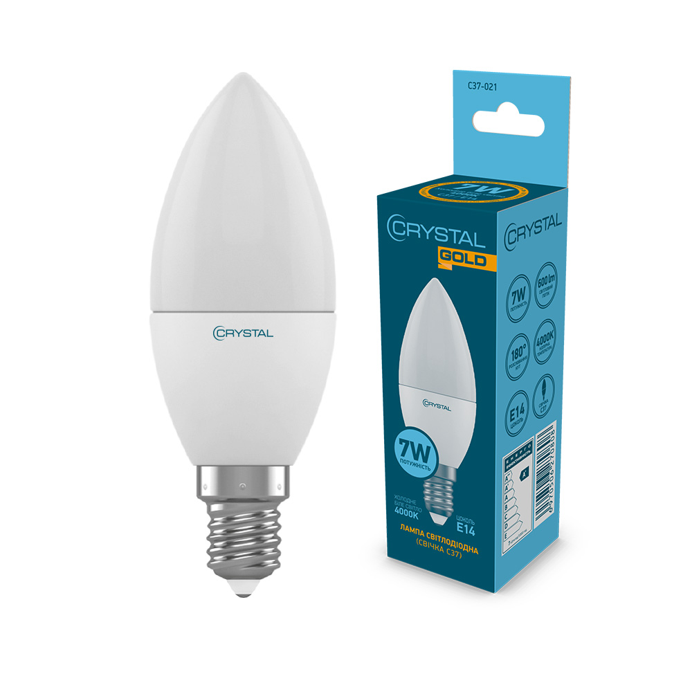 Лампа світлодіодна свічка CRYSTAL GOLD C37 7W E14 4000K